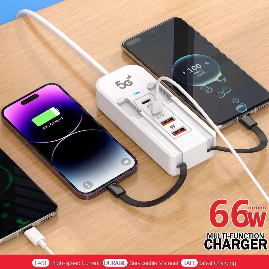 Universal Charging Strip: 4-Port USB Fast Charger for Xiaomi, Apple, Android, Huawei Devices