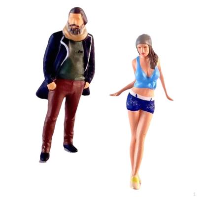 2x 1:64 Hand Painted People Figures Long Legged Girl Realistic Crafts Artistic Scarf Uncle for Fairy