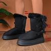 Women's Plus Size Side Bow Thick Platform Ankle Snow Boots Euro-American Fashion Versatile Casual New Autumn Winter