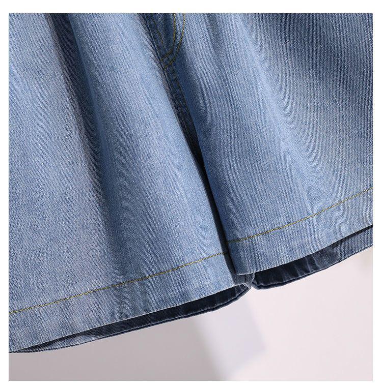 High-Waisted Loose Denim Shorts for Plus-Size Women - Summer Trendy Wide-Leg Elastic Waist 