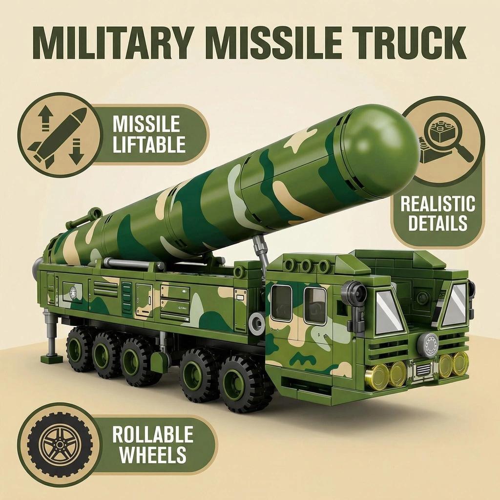 Missile Vehicle Brick Playset Intercontinental Missile Army Brick Playset Childrens Toys Playsets Christmas Holiday Gift Present