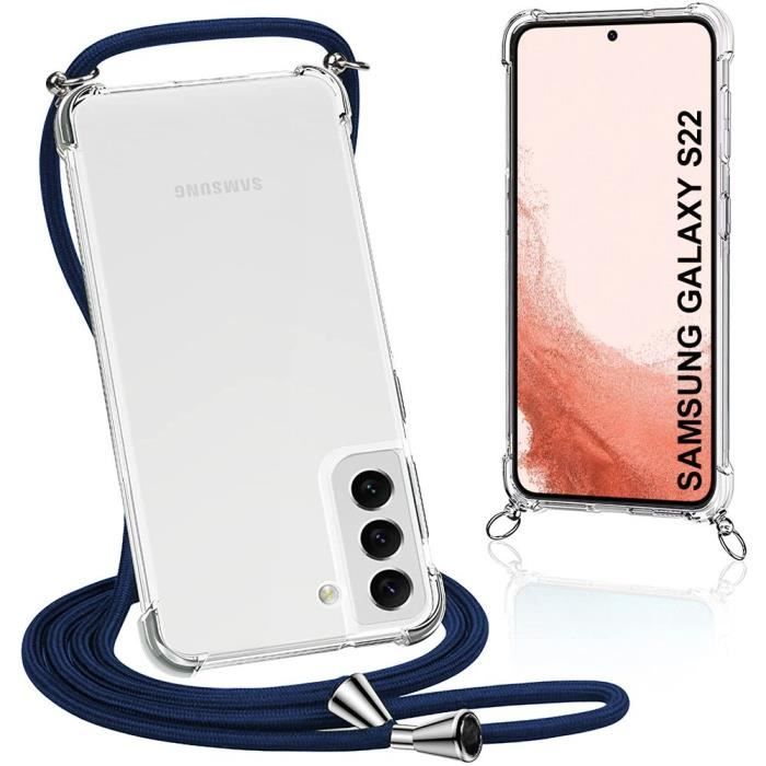 Coque avec Cordon - BOOLING - pour Samsung S22 - TPU AntiChoc - Protection Renforcée - Bleu Marine