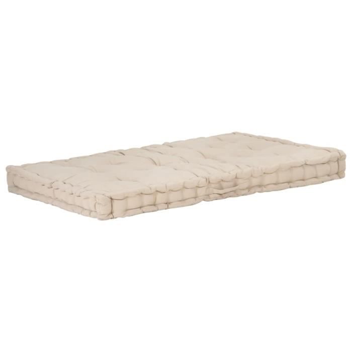 VidaXL Coussin de plancher de palette Coton 120x80x10 cm Beige