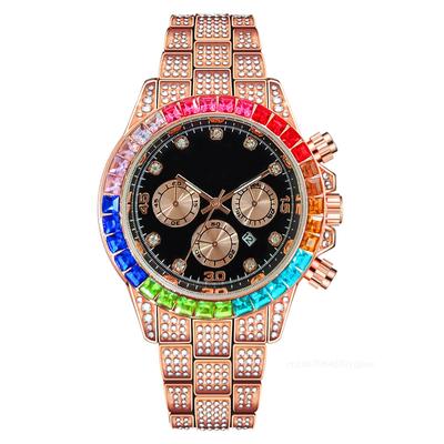 Luxus Herrenuhren Bunte Quarz-Armbanduhren Strassstein-Uhr Kalender-Uhr Herrenuhr Geschenk Relogios Masculino Montre Homme