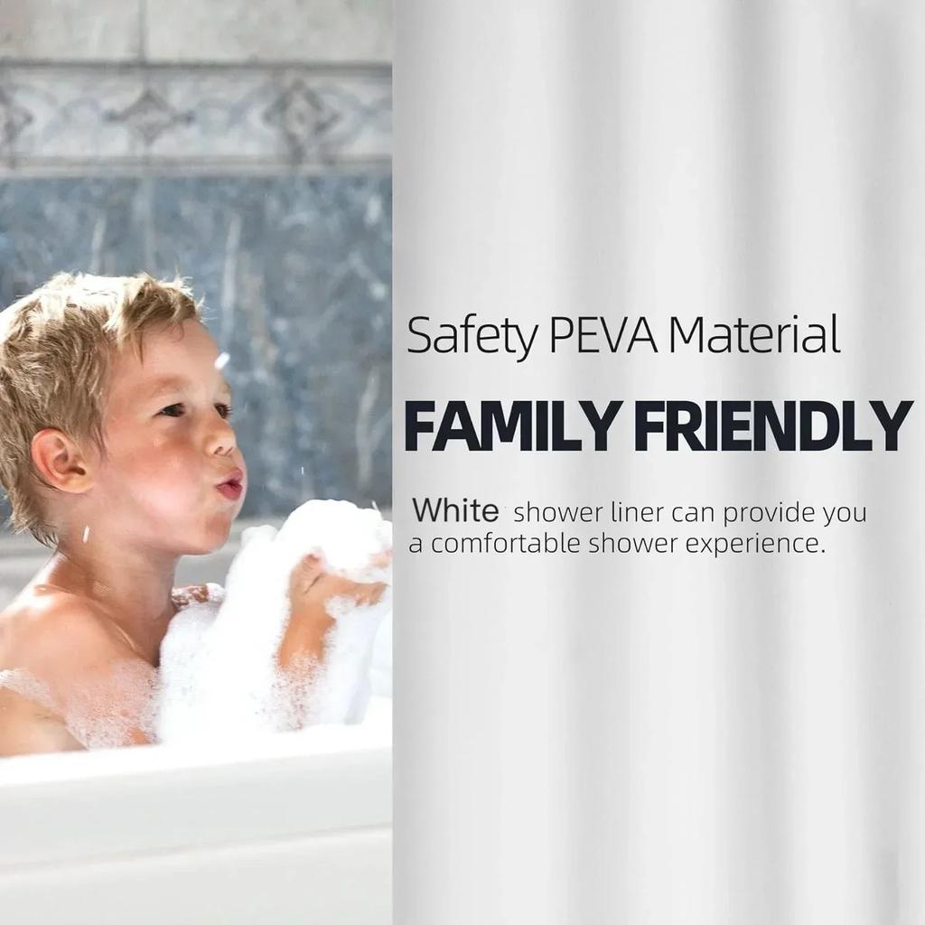 1Pc Lightweight Shower Curtain Liner With Bottom Magnets, Waterproof Plastic Peva Bath Curtain For Bathroom Decor & Accessories