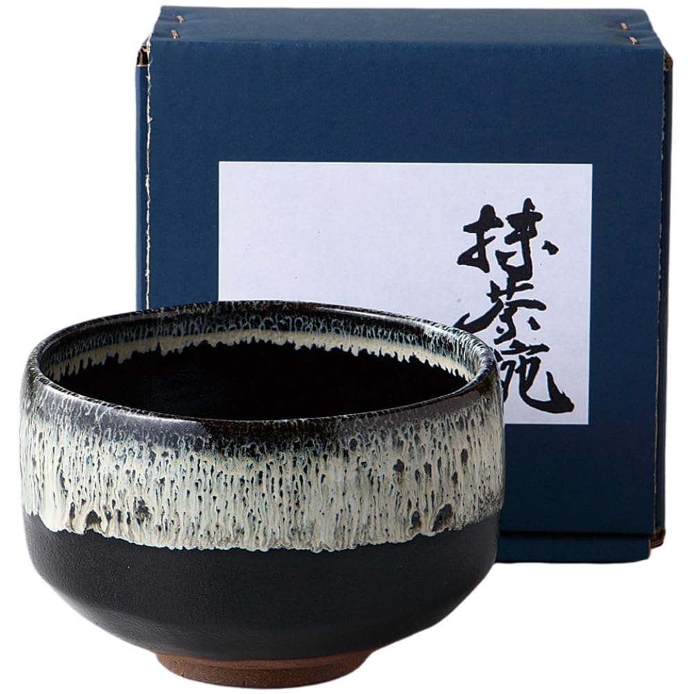 Ale-net Matcha Bowl, W12 x D12 x H7.7cm, Satsuma Tenmoku Style, Mino Ware, Made in Japan
