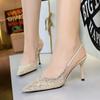 Shiny Sequin Pearl Wedding Women Pumps Luxury  Evening Party Slingbacks Slip on Sexy Pointed Toe High Heeled Female Shoes
