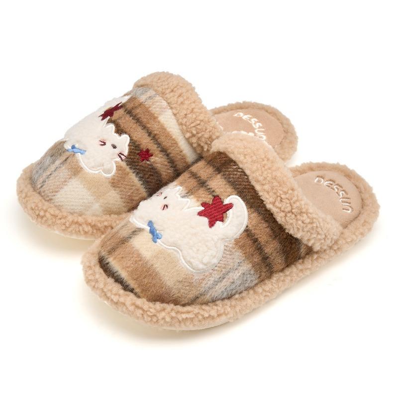 Cotton slippers women's winter indoor home thermal wool slippers men's home men's autumn and winter