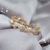 Geometric Twist U Shaped Buckle Rhinestone Women Rings Zircon Finger Rings Korean Style Open Rings