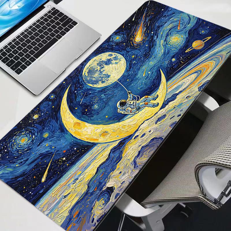 Large Mouse Pad Oil Painting Style Office Desk Mats Gaming Accessories Artistic Style Astronaut MousePads Game Laptop Desk Mat