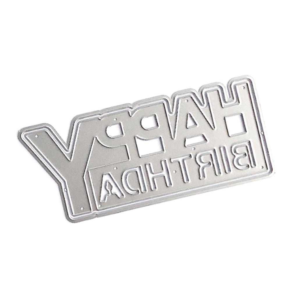 Happy Birthday Cutting Dies 106x46mm Carbon Steel Die Cut Templates for Card Making Scrapbooking Packaging Embellishment