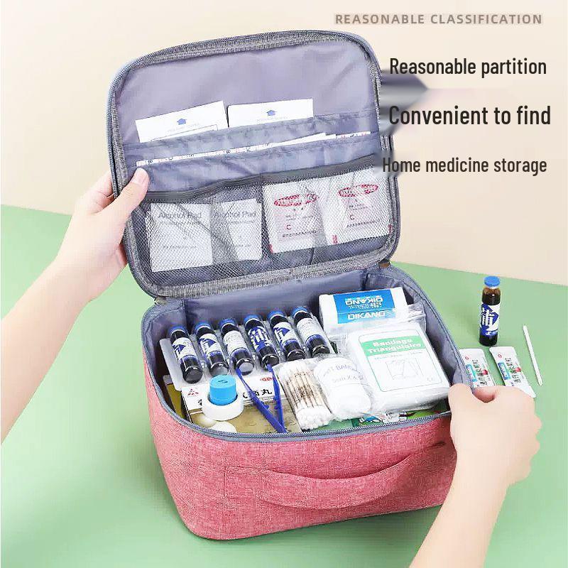 Portable Student Dorm First Aid Kit and Medicine Travel Bag