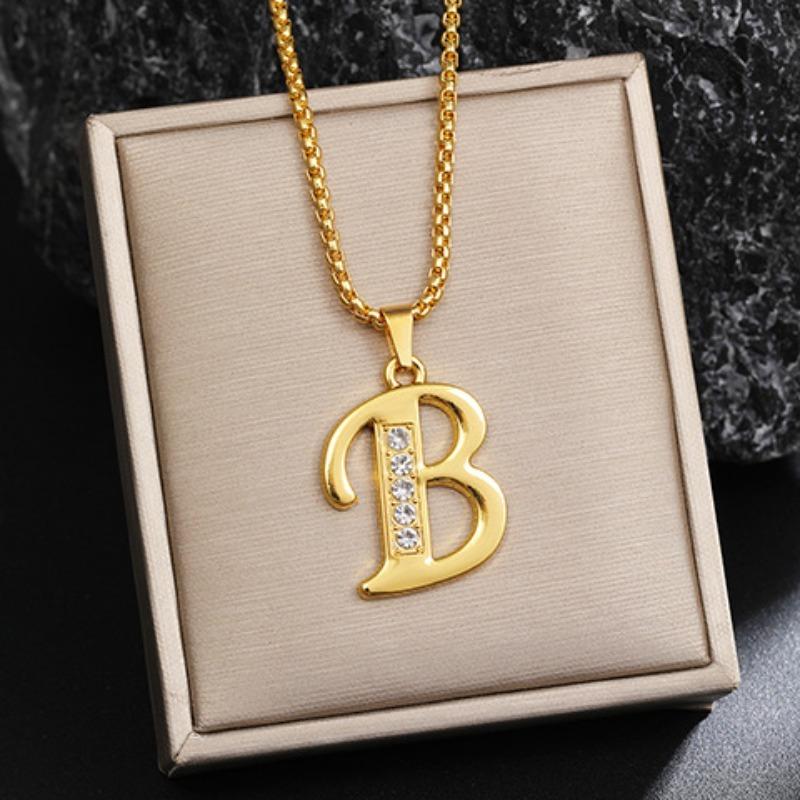 Nový 26 diamantový náhrdelník s anglickými písmeny pro muže a ženy, trendy a kreativní náhrdelník s přívěskem osázeným diamanty