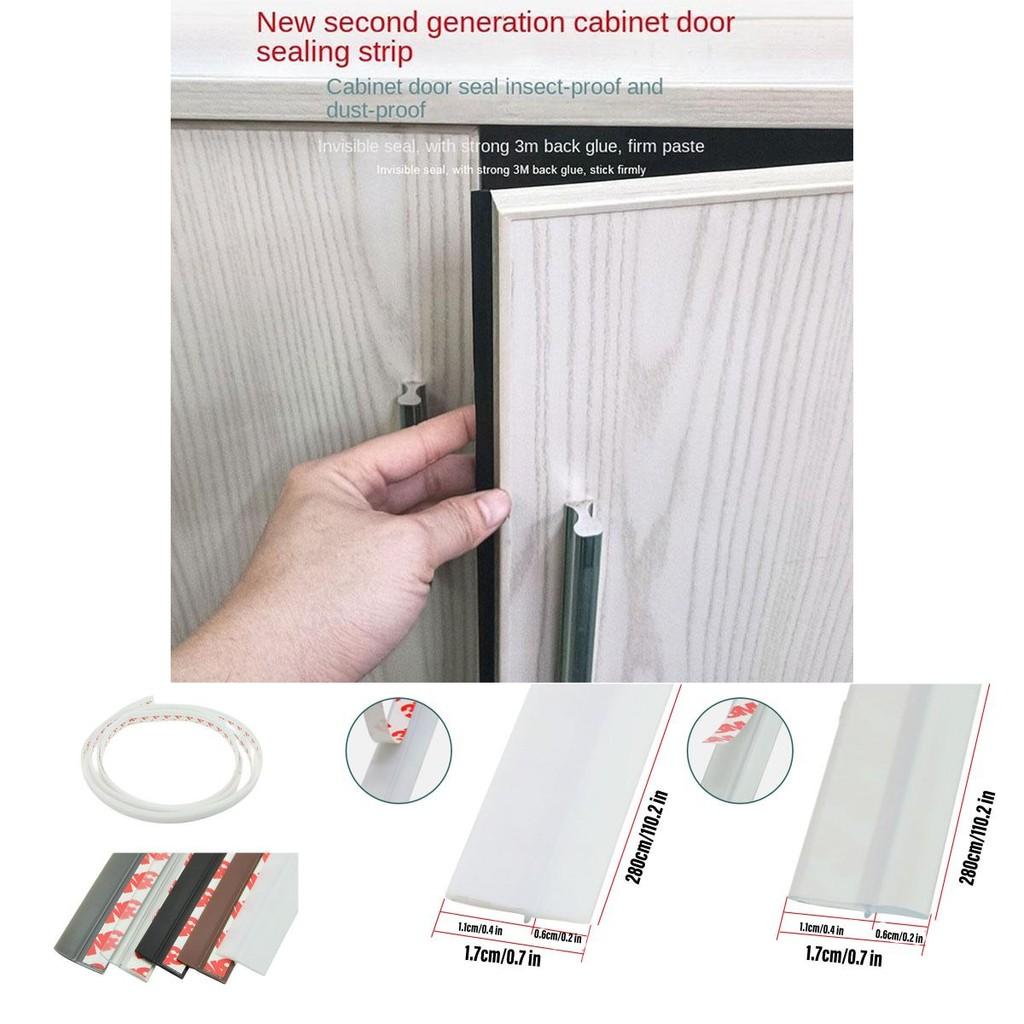 Pvc Wardrobe Dustproof Strip Self-adhesive Cabinet Double-door Tight Seal Moisture-proof Insect-proof Light-blocking Straight Shape Dust Blocker 2.8m