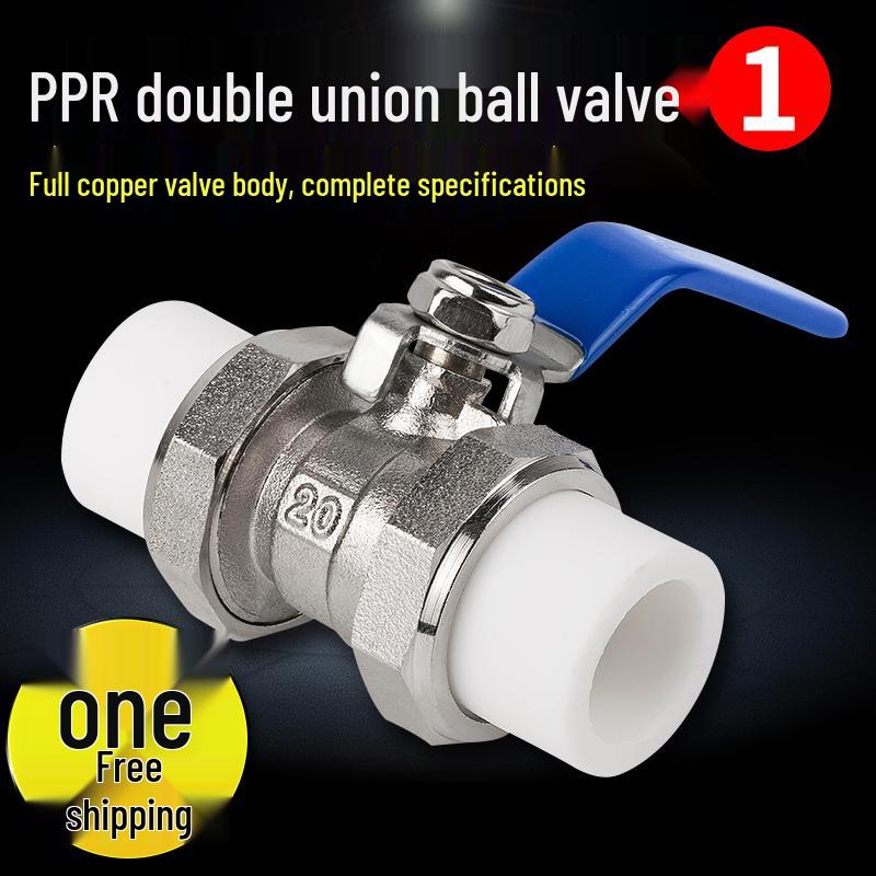 Multi-Size PPR Copper Double Union Ball Valve with Switch - Hot Melt Options Available (DN20-63, 1/2" To 1")