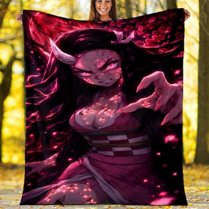 1pc nezouko5 Theme Blanket - Digital Print, Polyester, Cozy for All Seasons, Perfect for Outdoor, and Travel