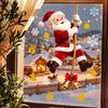Removable Glass Stickers Christmas Window Cling, Santa Climbing Rope Sticker, Static Cling Pattern PVC Tree Decal for Doors Windows Holiday Home Decor