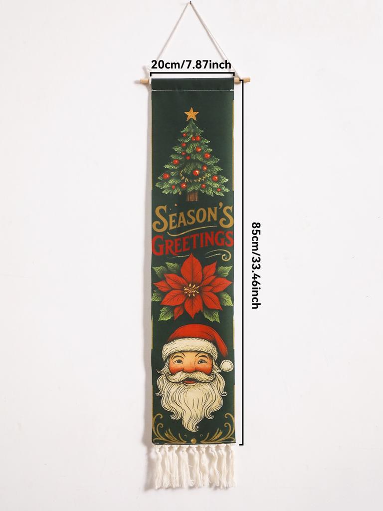 1pc Christmas Wall Hanging Tapestry Cute Santa Claus, Snowman & Christmas Tree Tapestry with Tassel Home Festive Wall Decor Gift