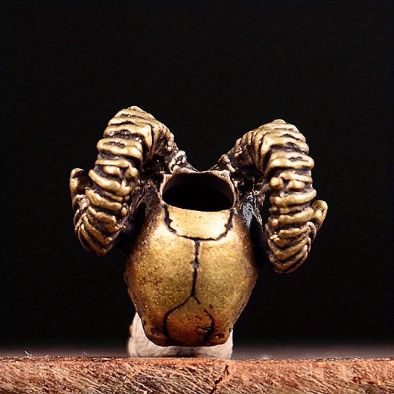 Goat Horn Skull Head Brass Knife Beads DIY Keychain Accessories Woven Lanyard Pendants Jewelry Punk Bracelets Charms