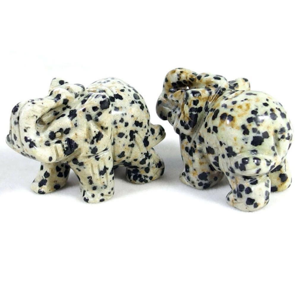 Handmade Carved Tangling Jade Elephant Gemstone Natural Crystal Figurine Good Luck Ornaments