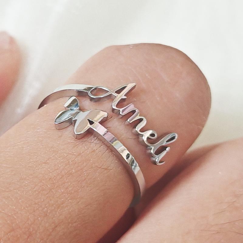 Customized Letter Love Ring Stainless Steel Women's Fashion Trend Wedding Party Jewelry Accessories Gifts