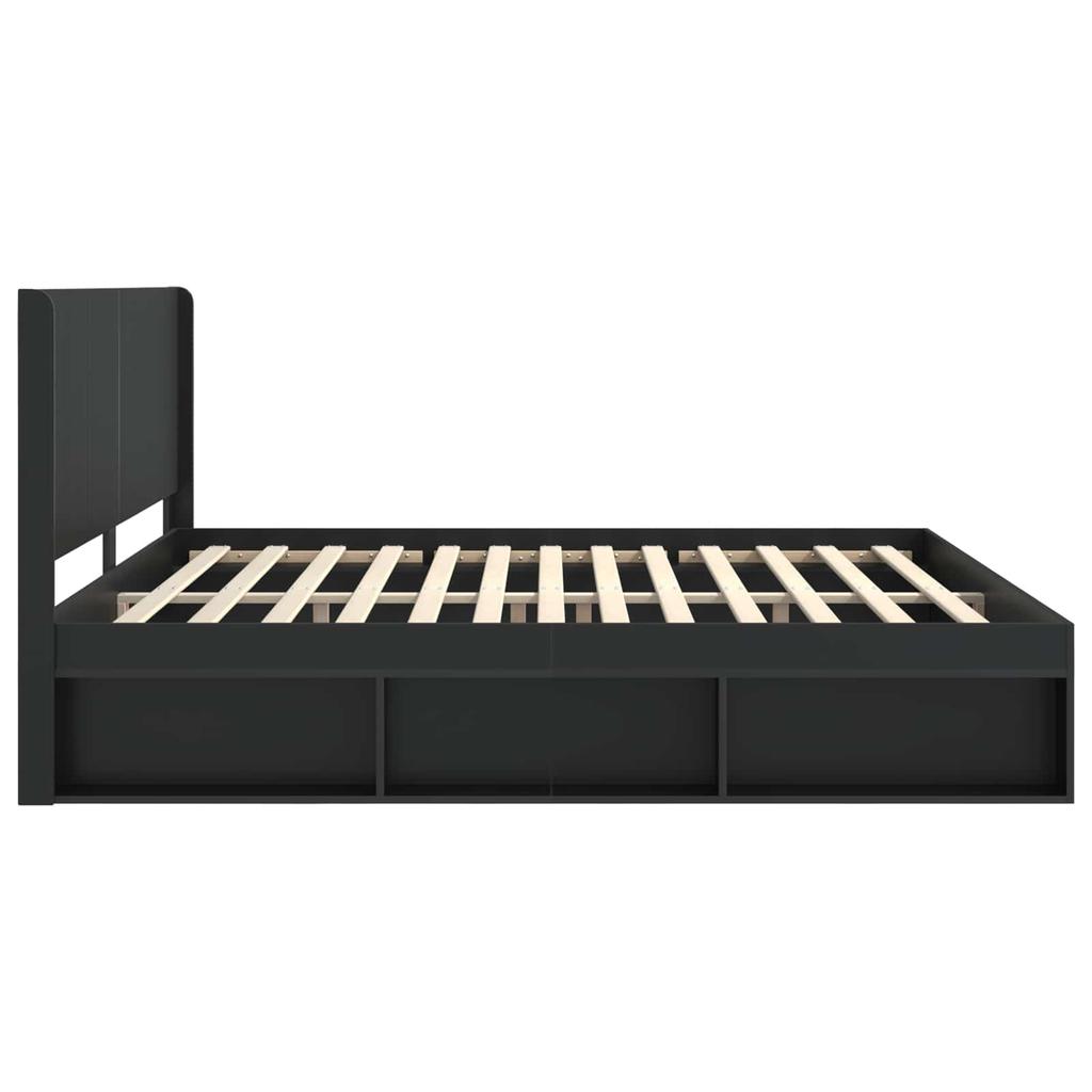 Bed Frame with Storage Space and Headboard Black 200 X 200 Cm