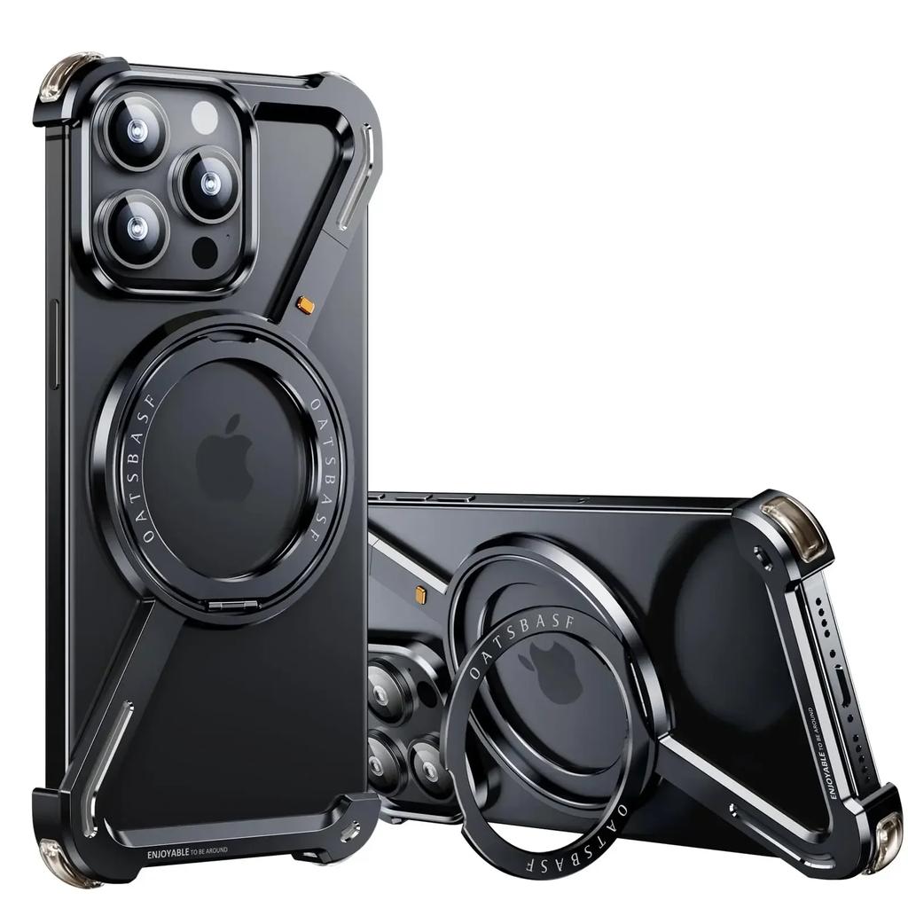 Custodia per Telefono Magnetica Senza Bordi in Lega di Alluminio a Forma di Z Per iphone 16 15 14 13 Plus Pro Max Supporto Metallico Magsafe Antiurto Rigida