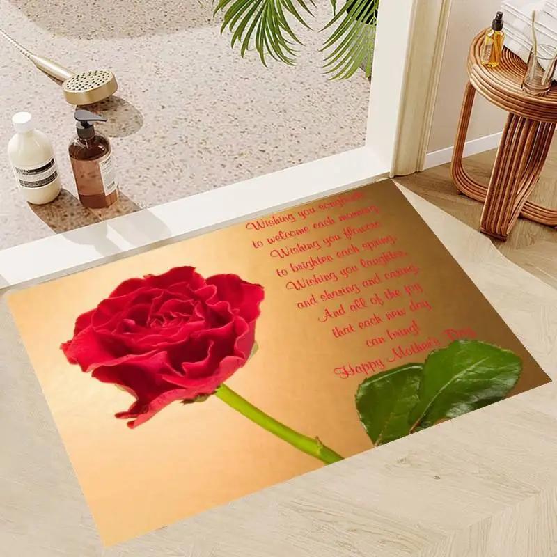 Mother's Day Theme Floor Mat Door Mat Washable Non-Slip Living Room Sofa Chairs Area Mat Kitchen Doormat Area Rug KId Play Mats