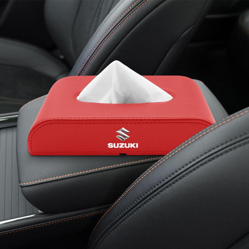 1pcs Car Tissue Box Holder Armrest Box Storage Case Emblem for Suzuki Jimny GW250 Samurai Vitara Swift Baleno SX4 Ignis Alto Splash Swace