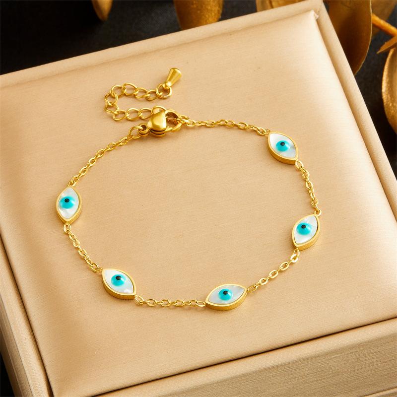 Gold Plated Evil Eye Jewelry Set Necklace Bracelet and Earrings Fashion Jewelry for Women