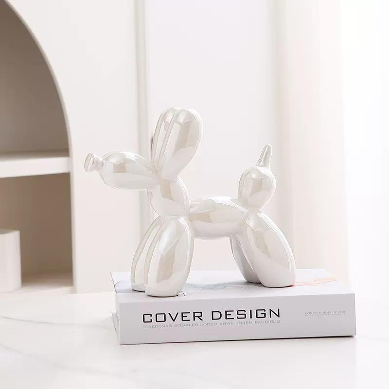 21cm Big Size Ceramic Balloon Dog Abstract Ornament Creative Sculpture Study Room Statue Home Office Accessories Decoration