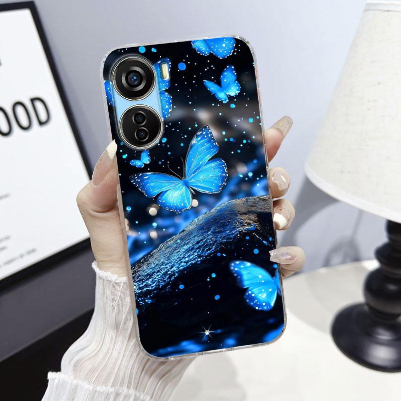 

For ZTE Axon 40 SE 40 Lite Case Cute Cat Butterfly Clear Cover Print Pattern For ZTE Axon 70 50 Lite Soft Silicone Phone Case ZTE Axon 40 Lite