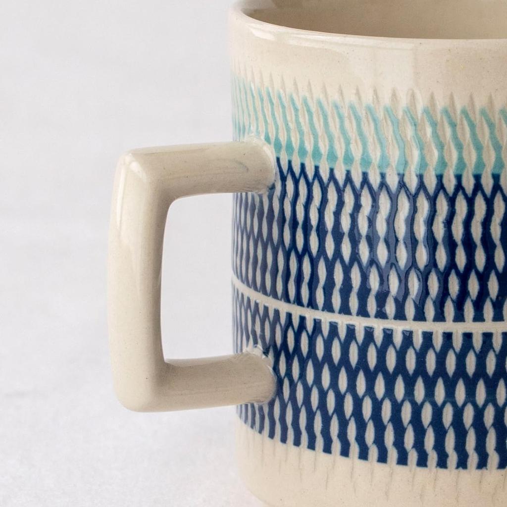 EDITIONS Shofu Kiln Mug Mino Ware Made In Japan KANNA Flying Plane Handmade Pottery Blue