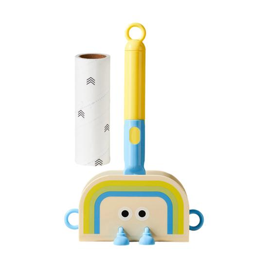 

Роликовий липкий стікер Телескопічна довга ручка 180 градусів Мультяшний дизайн Знімач ворсу Гарячий клей Покриття великої площі Знімач волосся та пилу S жовтий