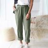 Damen Leinen Weite Hosen Elastischer Bund Lässige Lockere Hosen mit Taschen Leichte Alltags Hosen