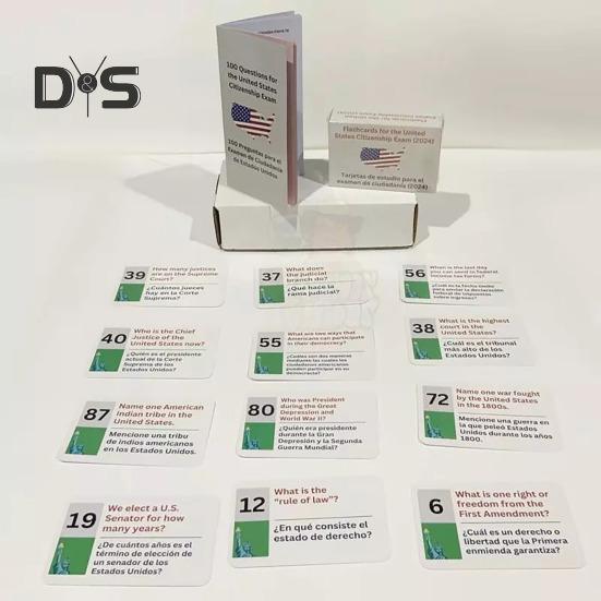 NOI. Carte Flash di Cittadinanza Guida allo Studio per la Naturalizzazione con 100 Domande e Risposte di Educazione Civica degli Stati Uniti Set di Studio Bilingue Inglese/Spagnolo per Educazione Civica degli Stati Uniti