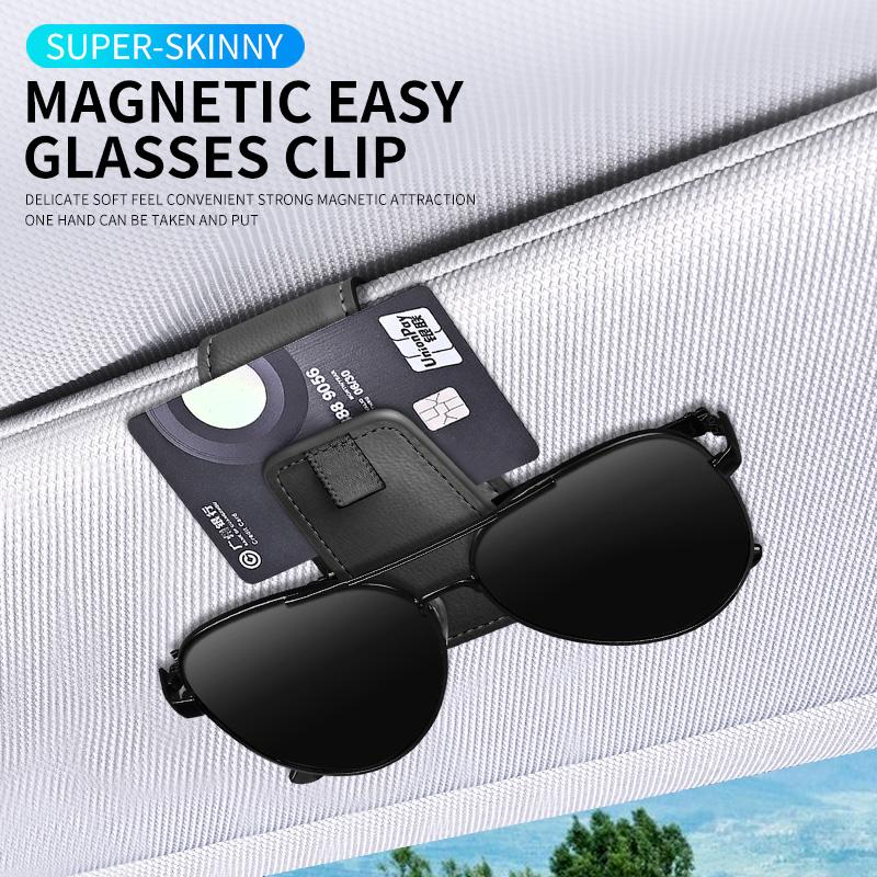 Car Sunglasses Clip Sun Visor Glasses Holder Card Ticket Holder Stable Storage Clips Eyeglasses Hanger Magnetic Glasses Holder