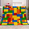 1 Colorful Lego Block Flannel Blanket 2D Flat Print Fun Home Essential Bedroom Couch Blanket Stylish Functional Cozy Kids-Themed