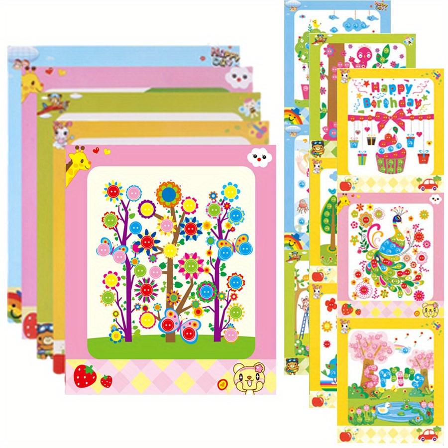 5/10pcs Button Mosaic Art Painting Kit DIY Cartoon Design Sticker Crafts Home Decorative Painting Back to School Gift Reward JXB