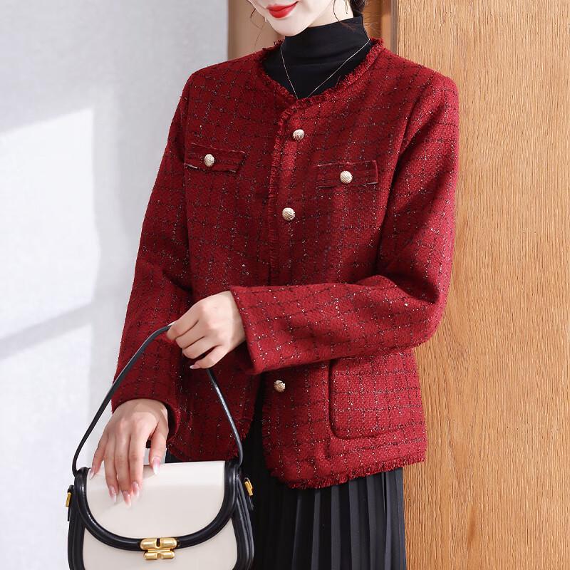 

2025 Autumn Plaid Cardigan Jacket for Mid-Aged Women XL