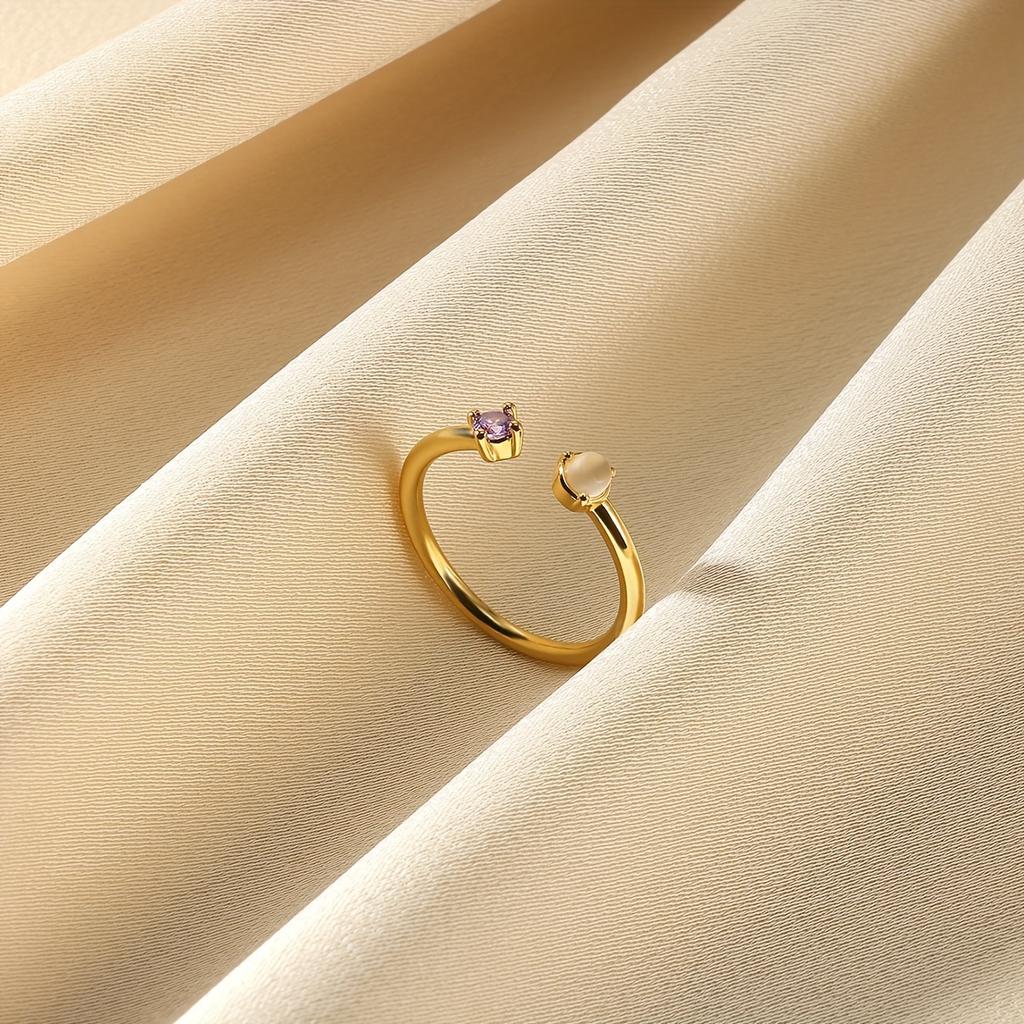 Fashion Colorful Cubic Zirconia Opening Rings For Women Girls Birthday Gold Color Jewelry Anillos Romantic Dainty Gift Bijoux