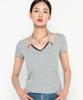 HIGH SCHOOL DISCO Lace Halter Neck Short Sleeve T-Shirt Gray