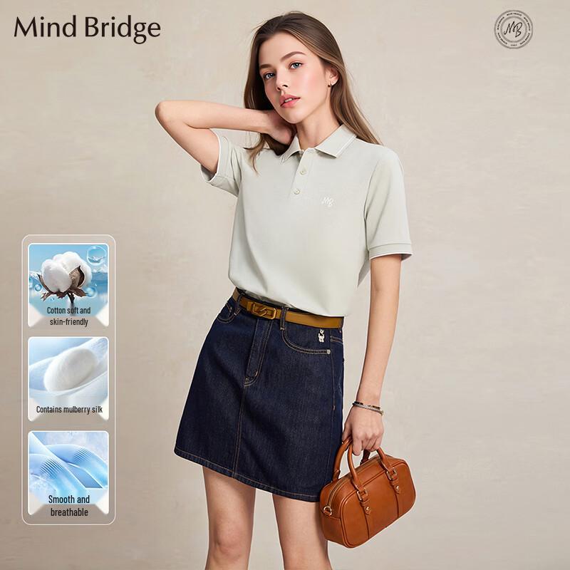 Mind Bridge Unisex Silk Blend Polo T-Shirt L