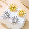 Hollow Out Vintage Bohemian Earrings Unique Metal Stud Earrings Sun-shaped Flower Earrings  Daily