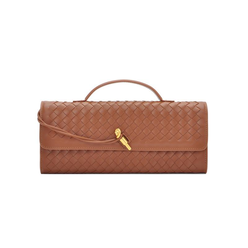 Cross-border Exclusive: Horizontal Woven Soft Leather Accordion Shoulder Bag for Women