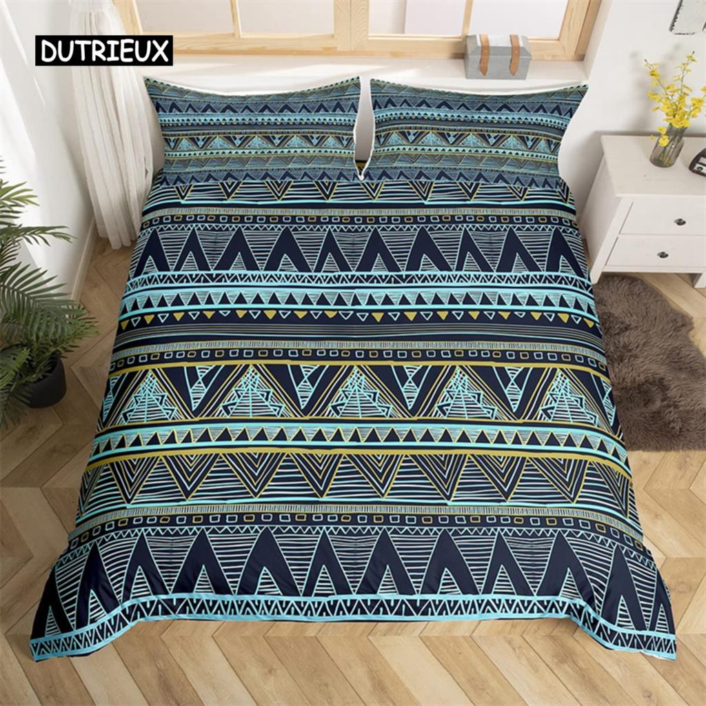 Bohemian Floral Duvet Cover Paisley Mandala Comforter Cover Microfiber Geometry Aztec Mexican Style Bedding Set Twin Queen Size