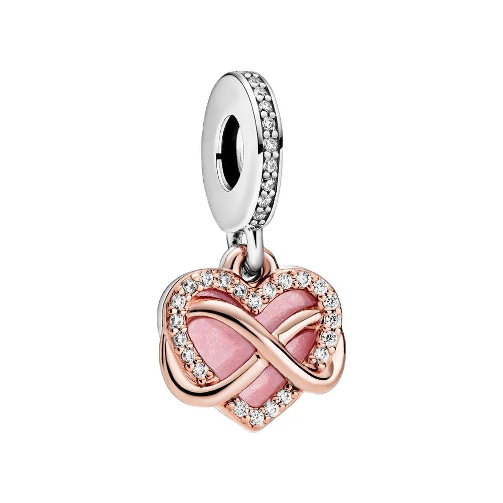 Sparkling Infinity Heart Dangle Charm for Original Charms Bracelet Bangle Jewelry Gift