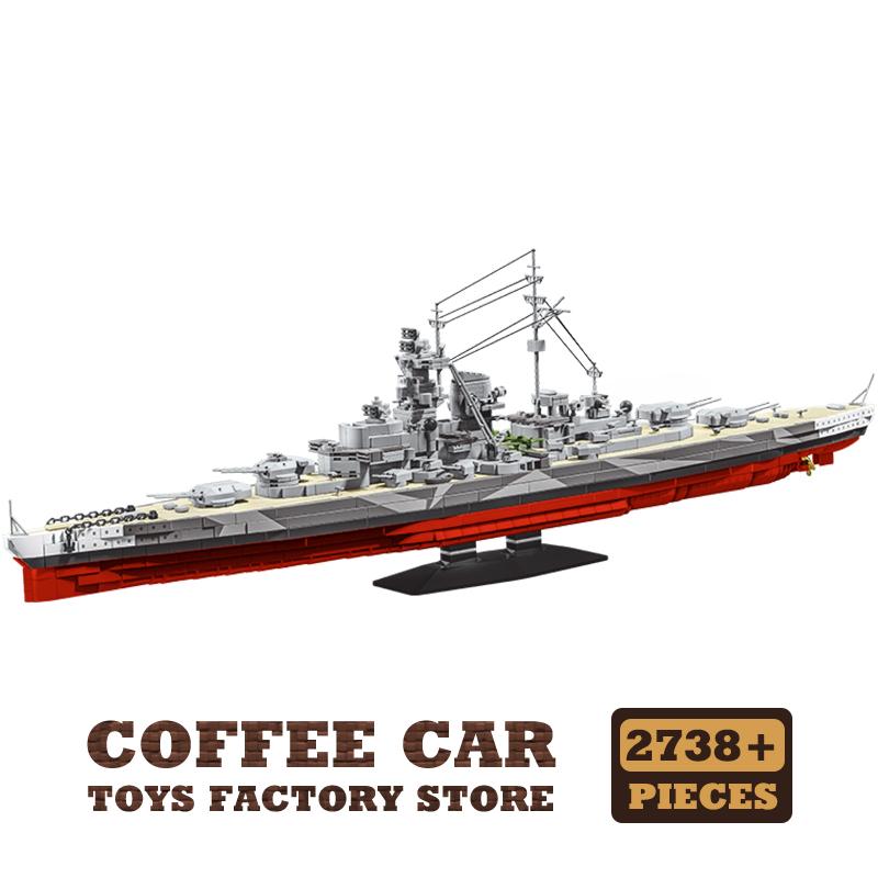 NEW German Warship Model Bricks Kit Military Battleship Building Blocks WW2 Cruiser Boat Submarine Assembly Toys Adult Kids Gift