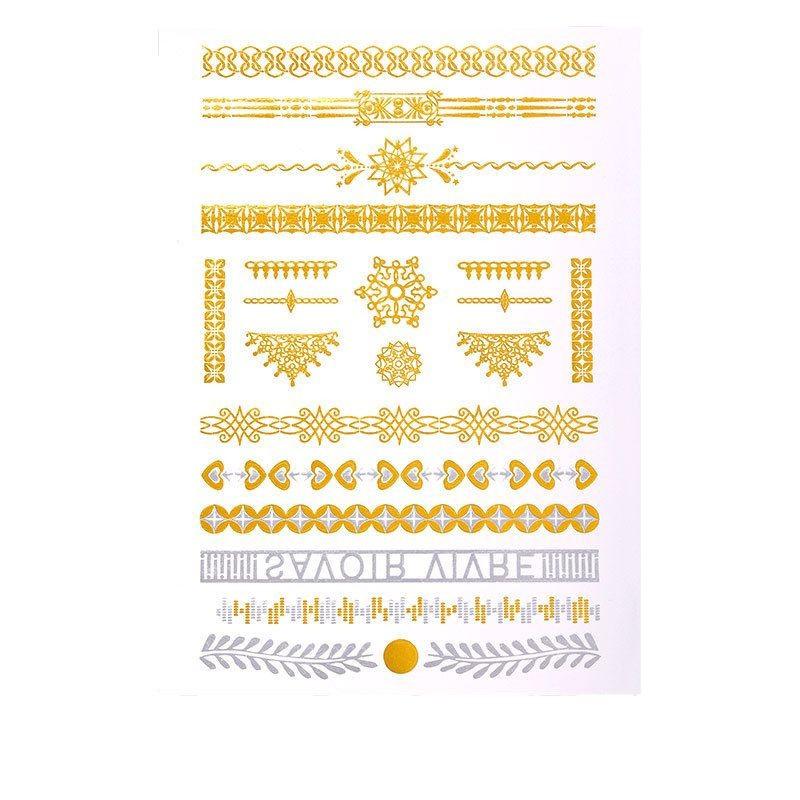 Hot Stamping Tattoo Sticker Waterproof Retro Metal Temporary Tattoo Tattoo Hot Silver Tattoo Sticker