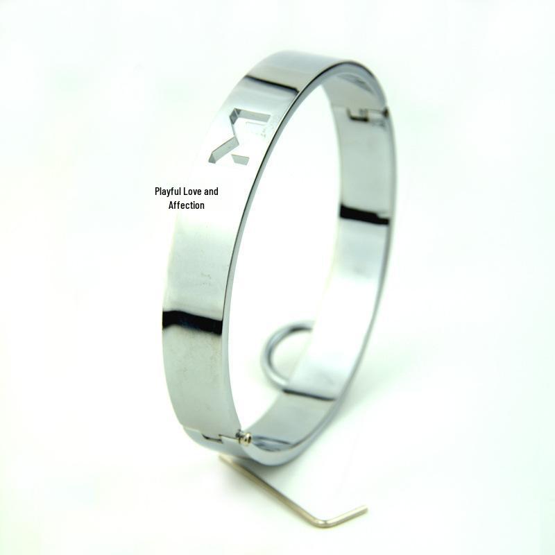 Metal Traction Collar with Nipple Clamps for BDSM Slave Training